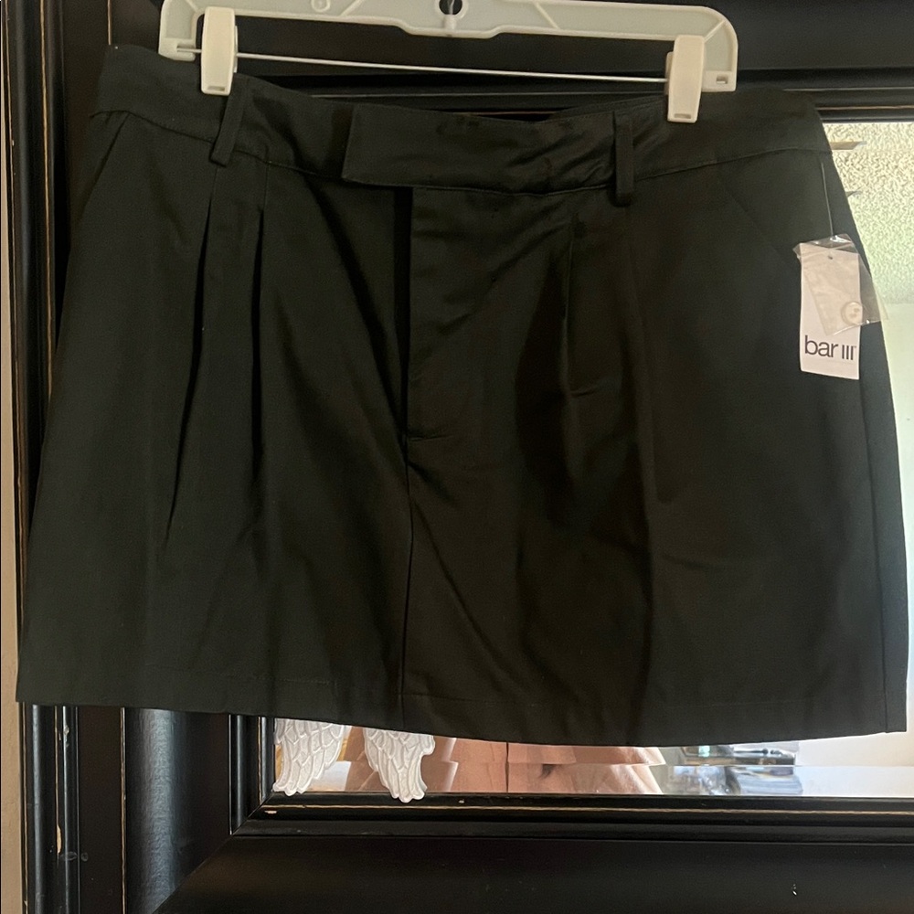 NWT Bar III Dark Army Green Pleated Mini Skirt